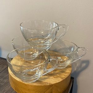 Four (4) Anchor Hocking Triangle Clear glass snack cups